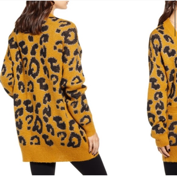 J.O.A Metallic Chunky Knit Leopard Cardigan M L - Picture 5 of 6